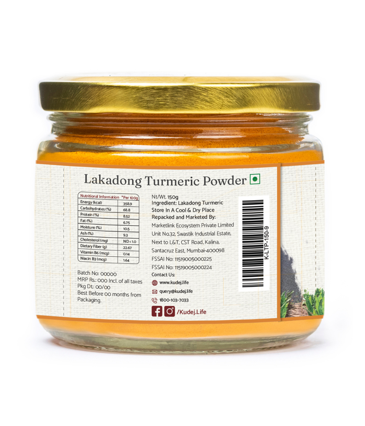 Kudej Lakadong Turmeric: 7%-9% curcumin